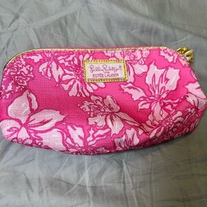 Lilly Pulitzer For Estée Lauder New Pink and Gold Floral Makeup Bag